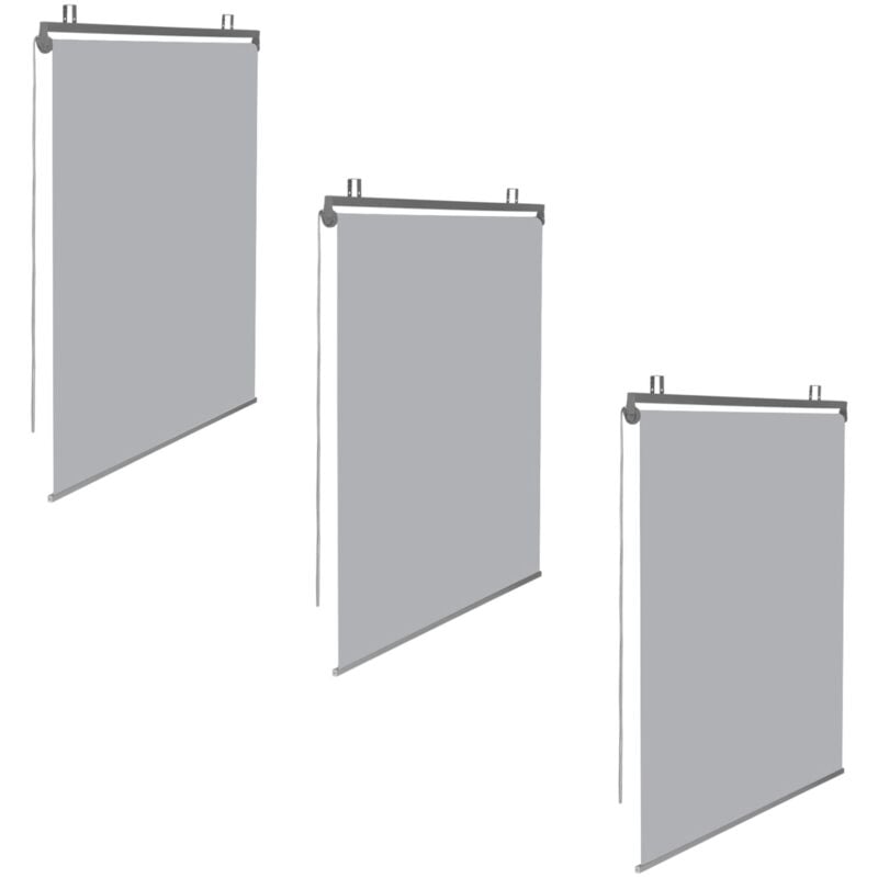 Lot de 3 stores enrouleurs L.124 x h. 225 cm pour pergola gris clair
