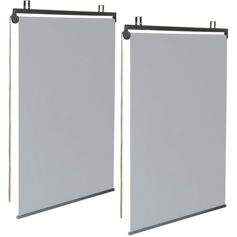 Lot de 2 stores enrouleurs L.124 x h. 225 cm pour pergola gris clair