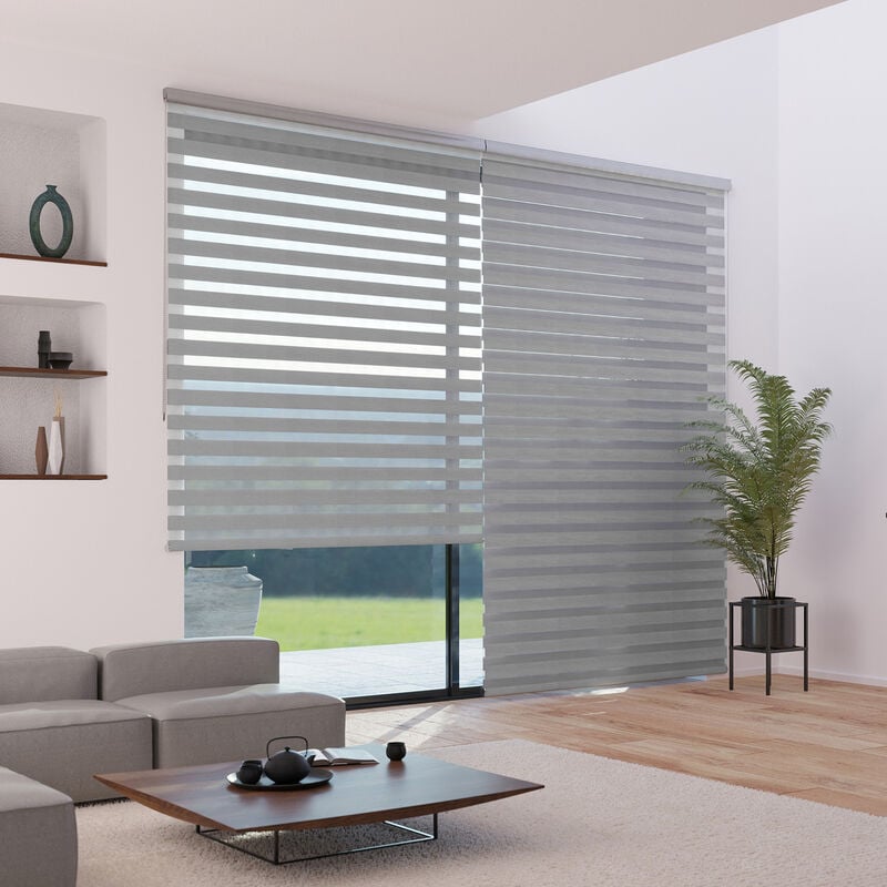 Madecostore - Store enrouleur jour nuit abeille avec coffre - gamme Must - Abeille grijs - L63 x H250cm