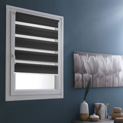 Store enrouleur jour nuit basique - Gris - L40 x H100cm