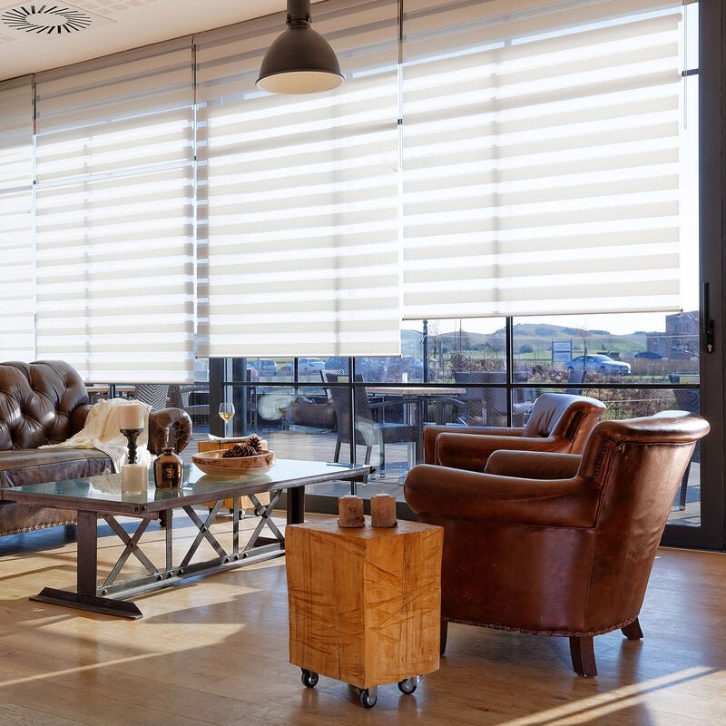 Madecostore - Store enrouleur jour nuit sans percer - gamme Must - Gris - L46 x H190cm