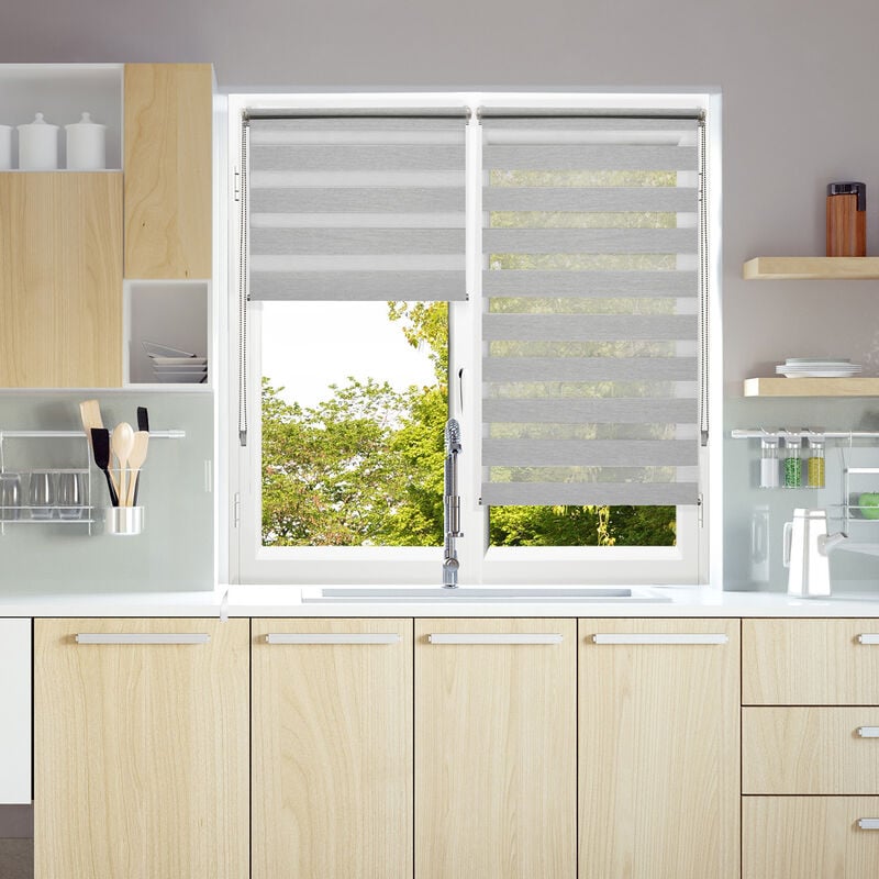 Madecostore - Store enrouleur jour nuit sans percer - gamme Must - Gris - L46 x H190cm