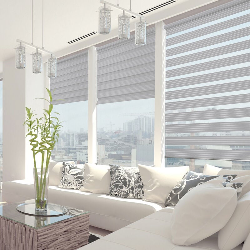 Madecostore - Store enrouleur jour nuit sans percer - gamme Must - Grijs - L56 x H190cm