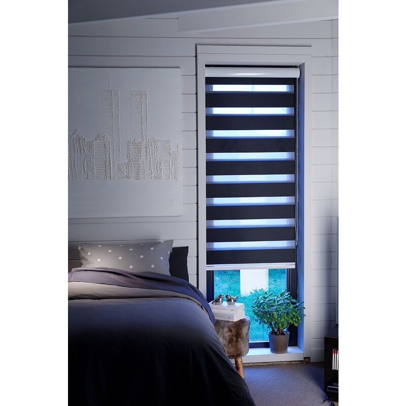 Homemaison - Store Enrouleur Jour/Nuit Occultant Noir 90x220 cm