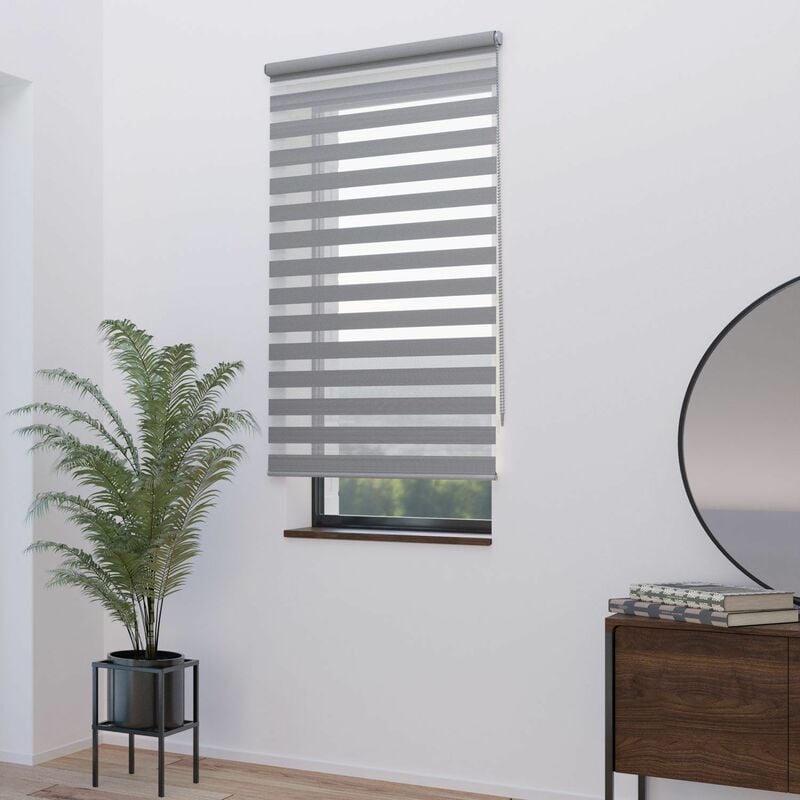 Madecostore - Store enrouleur jour nuit chic prêt-à-poser - gamme Must - grijs gevlek - L74 x H250cm