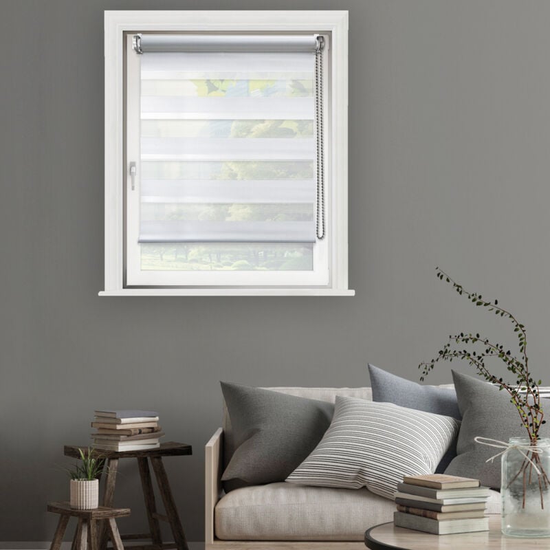 Madecostore - Store enrouleur jour nuit chic sans percer - gamme Must - Gris - L56 x H160cm