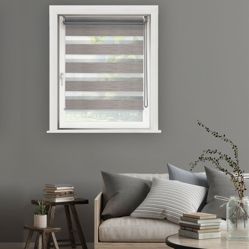 Madecostore - Store enrouleur jour nuit chic sans percer - gamme Must - Gris - L41 x H160cm