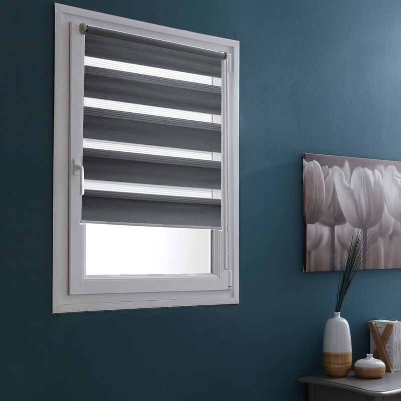 Store enrouleur jour nuit chaînette coordonnée h250cm - Marron - L154 x H250cm