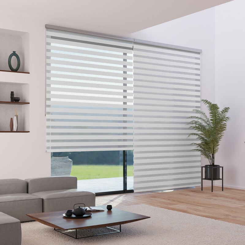 Madecostore - Store enrouleur jour nuit texturé lurex avec coffre - gamme Must - Lurex wit - L183 x H250cm