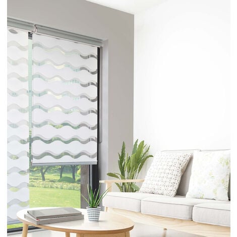 MADECOSTORE Store enrouleur jour nuit vague avec coffre - gamme Must - Blanc - L63 x H160cm