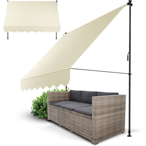 Store enrouleur Juskys Kapstadt - Réglable en hauteur, montage sans perçage, imperméable, résistante aux UV, verticale & diagonale - 250x120 cm, Beige