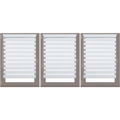 Store enrouleur, lot de 3, double face, sans perçage fenêtre porte balcon en tissu, 110 x 150 cm, blanc