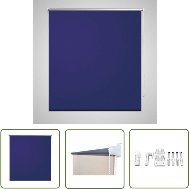 The Living Store - Store enrouleur occultant 120 x 230 cm bleu - Store Occultant - Rideau Roulant - Obscurcisseur - Décoration Intérieure - Chambre à