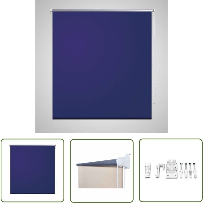 The Living Store - Store enrouleur occultant 140 x 175 cm bleu - Store Occultant - Rideau Roulant - Obscurcisseur - Décoration Intérieure - Chambre à