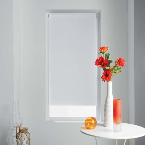 Store Enrouleur Occultant, 60x180cm, Blanc, 100% Polyester, Intérieur