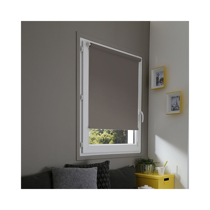 Madecostore - Store Enrouleur Occultant Fixation Sans Percer Taupe 62x170 cm