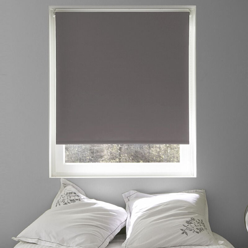 Madecostore - Store enrouleur occultant uni h250cm - Gris - L214 x H250cm