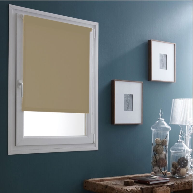 Madecostore - Store enrouleur occultant sans percer - Bleu - L111 x H170cm