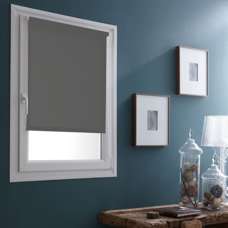 Store enrouleur occultant sans percer - Bleu - L56 x H170cm