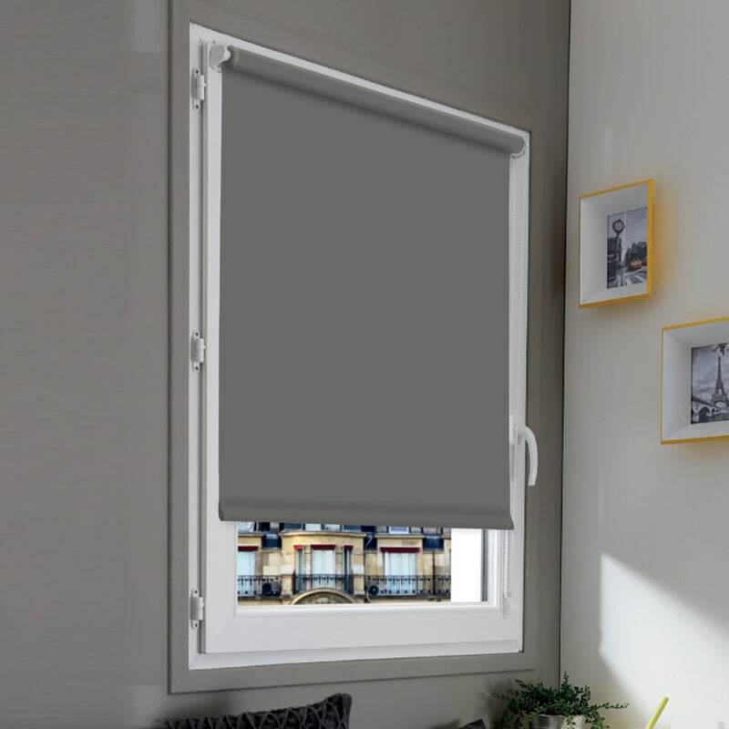 Madecostore - Store enrouleur occultant sans percer - Bleu - L56 x H190cm