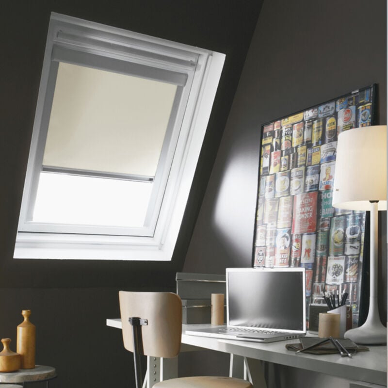 Madecostore - Store de toit occultant cadre alu compatible velux® k - Beige - L78 x HMK04