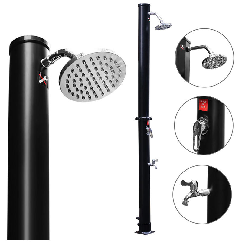 Swanew Douche solaire Température de l'Eau Agréable avec Pommeau de Douche Rotatif 20L Sans couvercle de protection Noir
