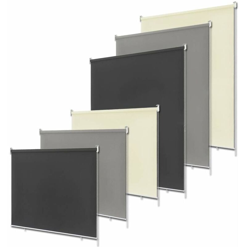 Naizy - Store Enrouleur Occultant Isolant Thermique avec Revêtement sans Perçage Avec Protection uv - 180 x 140 cm Gris