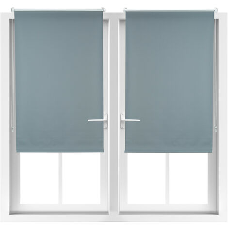 Store enrouleur occultant, lot de 2, sans perçage, protège de la chaleur, portes, fenêtres, 60x160 cm, tissu 56 cm, gris