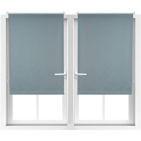 Store enrouleur occultant, lot de 2, sans perçage, protège de la chaleur, portes, fenêtres, 70x160 cm, tissu 66 cm, gris