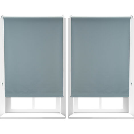Store enrouleur occultant, lot de 2, sans perçage, protège de la chaleur, portes, fenêtres, 80x160 cm, tissu 76 cm, gris