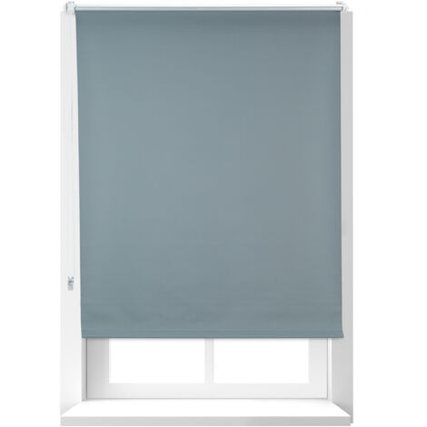 Store enrouleur occultant, lot de 2, sans perçage, protège de la chaleur, portes, fenêtres, 90x160 cm, tissu 86 cm, gris