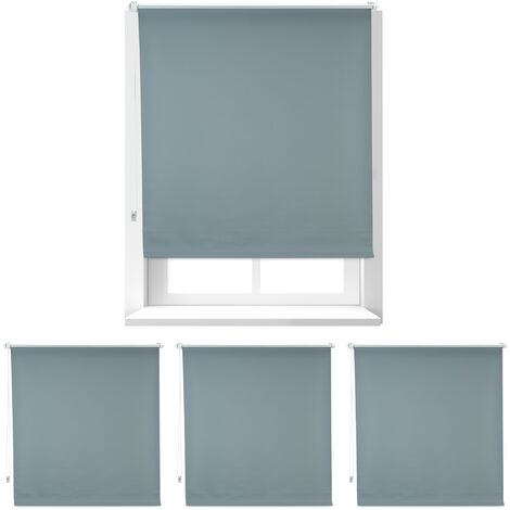Store enrouleur occultant, lot de 4, sans perçage, protège de la chaleur, fenêtres, 100x165 cm, tissu 106 cm, gris