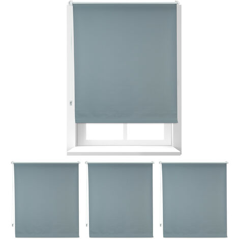 Store enrouleur occultant, lot de 4, sans perçage, protège de la chaleur, fenêtres, 100x165 cm, tissu 96 cm, gris