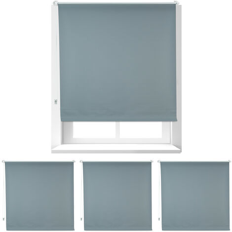 Store enrouleur occultant, lot de 4, sans perçage, protège de la chaleur, fenêtres, 120x165, tissu 116 cm, gris