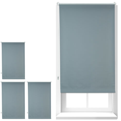Store enrouleur occultant, lot de 4, sans perçage, protège de la chaleur, portes, fenêtres, 60x165 cm, tissu 56 cm, gris