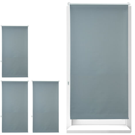 Store enrouleur occultant, lot de 4, sans perçage, protège de la chaleur, portes, fenêtres, 70x210 cm, tissu 66 cm, gris