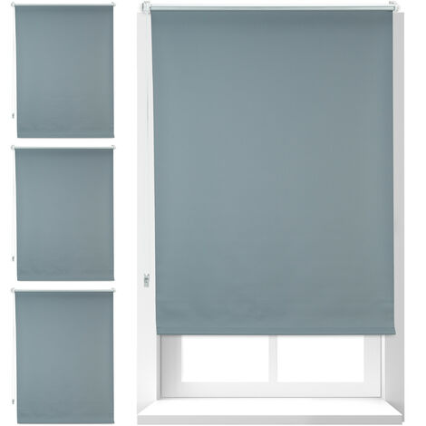Store enrouleur occultant, lot de 4, sans perçage, protège de la chaleur, portes, fenêtres, 80x165 cm, tissu 76 cm, gris