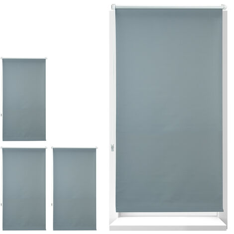 Store enrouleur occultant, lot de 4, sans perçage, protège de la chaleur, portes, fenêtres, 80x210 cm, tissu 76 cm, gris