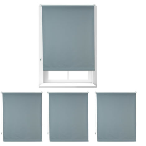 Store enrouleur occultant, lot de 4, sans perçage, protège de la chaleur, portes, fenêtres, 90x165 cm, tissu 86 cm, gris