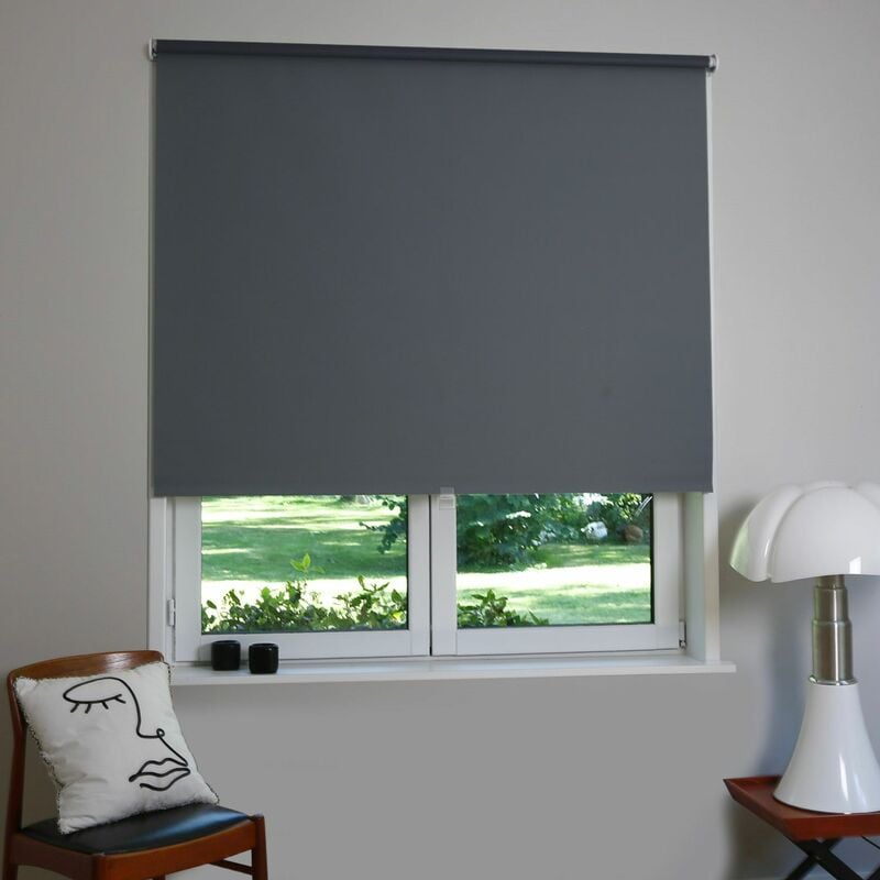 Madeco - Store enrouleur occultant automatique - Gris - L154 x H190cm