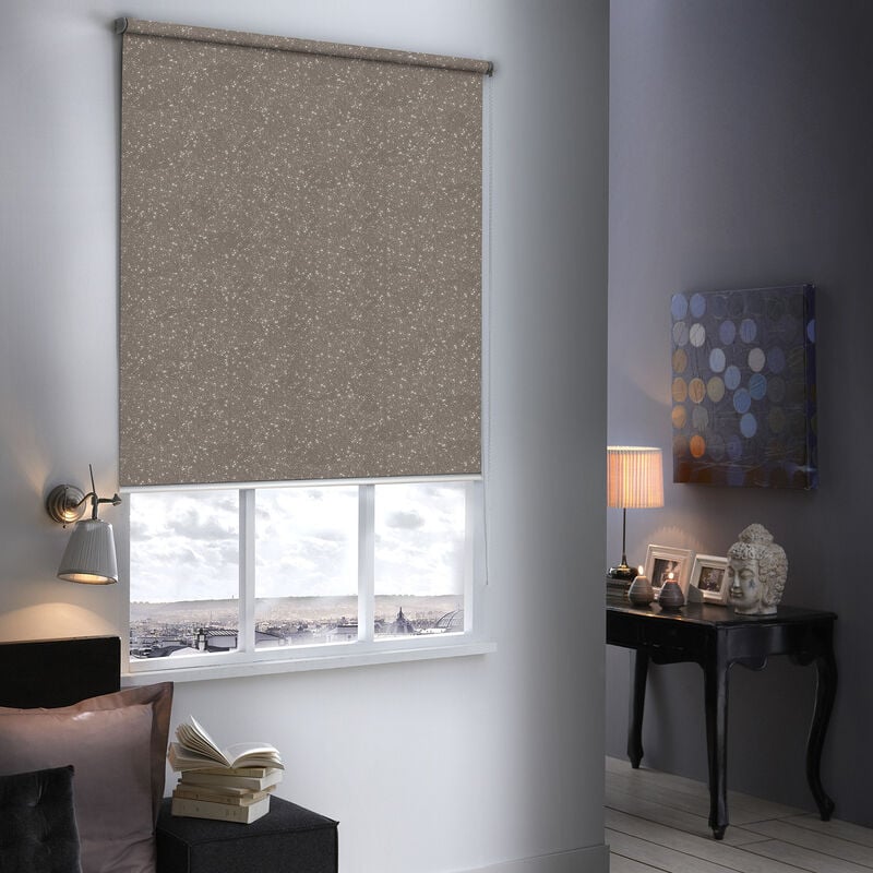 Madecostore - Store enrouleur occultant à paillettes - gamme Must - Blanc - L124 x H190cm