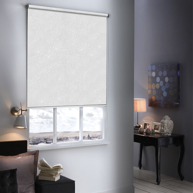 Madecostore - Store enrouleur occultant à paillettes - gamme Must - Blanc - L64 x H190cm