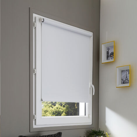 Store enrouleur occultant sans percer - Blanc - L66 x H170cm