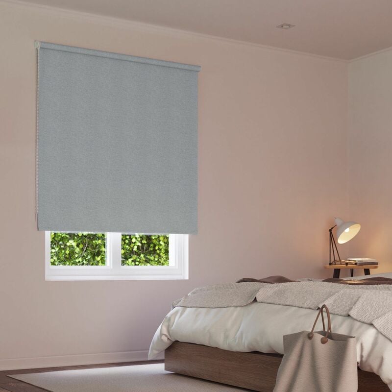 Madecostore - Store enrouleur occultant tissu double face - Bleu - L154 x H190cm