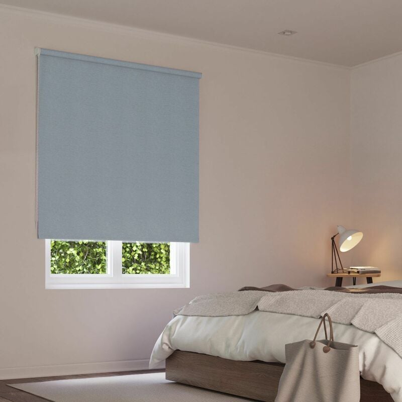 Store enrouleur occultant tissu double face - Bleu - L64 x H190cm
