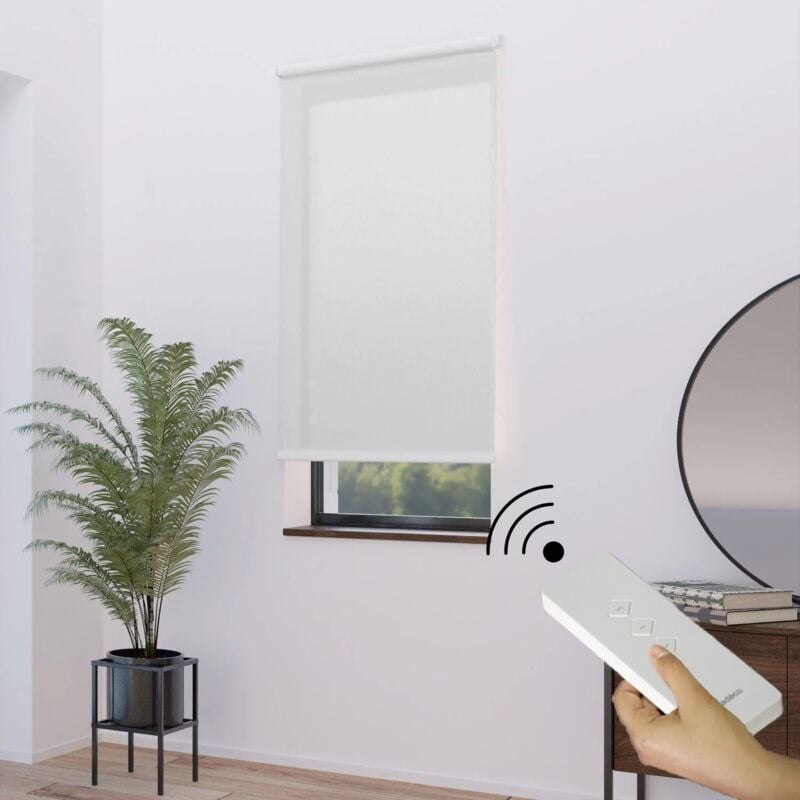 Madecostore - Store enrouleur screen E-roll motorisé - Blanc - L64 x H190cm