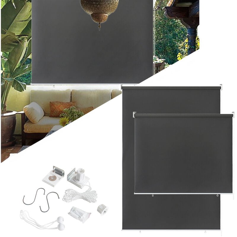 Hengmei - Store enrouleur 140x140cm Anthracite Store occultant de Solaire Protection Extérieur à Enrouleur e Balcon