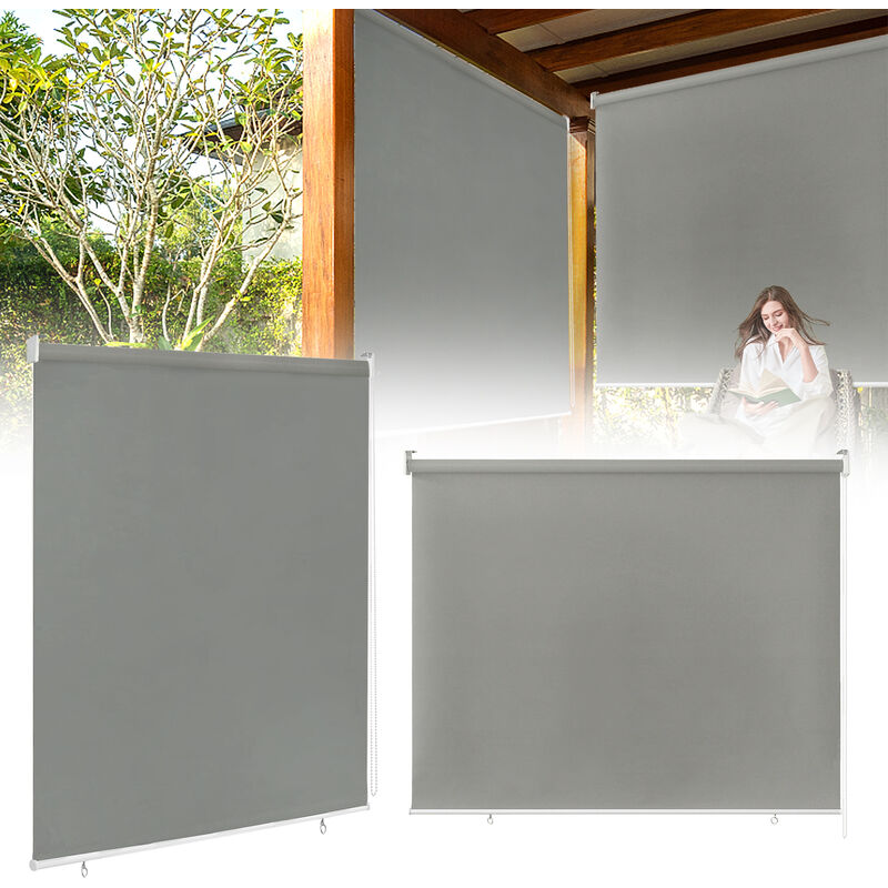 Store enrouleur Store Enrouleur de Protection Solaire Extérieur 180x140cm Gris à Enrouleur e Balcon HENGMEI