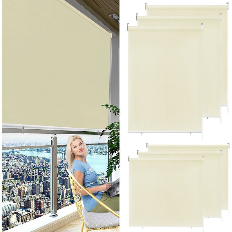 Hengmei - Store enrouleur Store Enrouleur déroulant auvent Vertical Extérieur à Enrouleur Pare-Vue pour Balcon et terrasse 140x140cm Beige