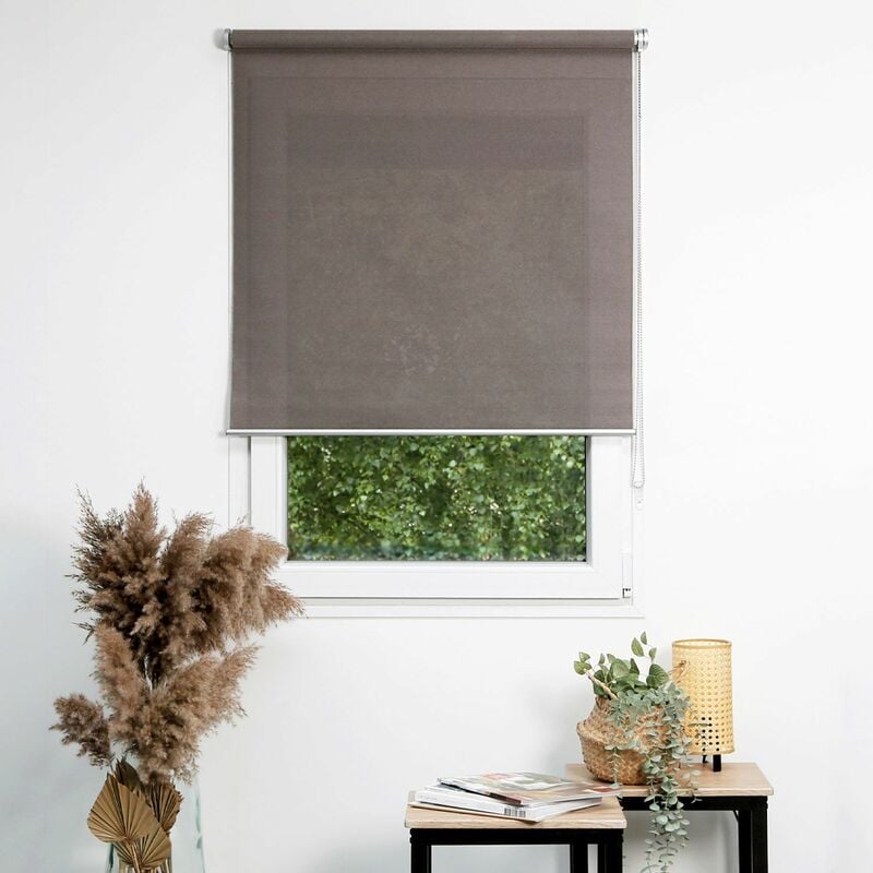 Madecostore - Store enrouleur tamisant chiné Prestige - Marron - L90 x H190cm